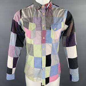 PAUL SMITH JEANS Size M Black Multi-Color Patchwork Cotton Long Sleeve Shirt